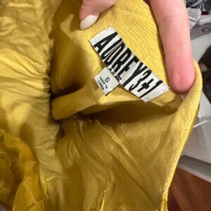 Audrey 3+1 Yellow Shimmer Cowl Neck Mini Dress